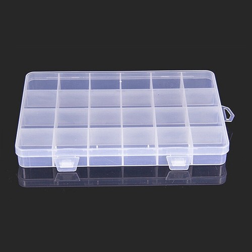 24 rejillas caja de almacenamiento de plástico joyería cuentas puntas de uñas soporte de monedas estuche organizador - Imagen 2 de 5