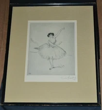 Louis Kronberg original etching Mademoiselle Cebron Ballerina 1929