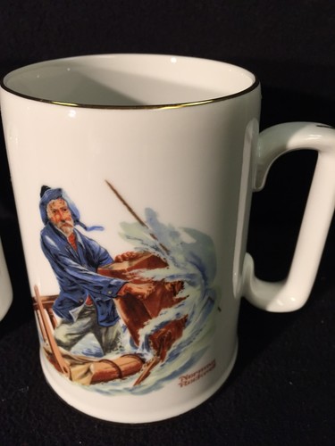 Coffee Cups-Mugs-Norman Rockwell Museum 1985 Nautical Porcelain 24K Gold Trim - Picture 3 of 8