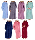 Slenderella Womens Bathrobe Button Up Soft Waffle Fleece Dressing Gown Housecoat