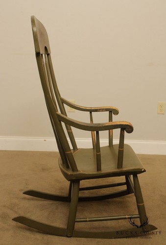 Antique 19th Century Green Painted Arrow Back Rocker - Picture 10 of 11
