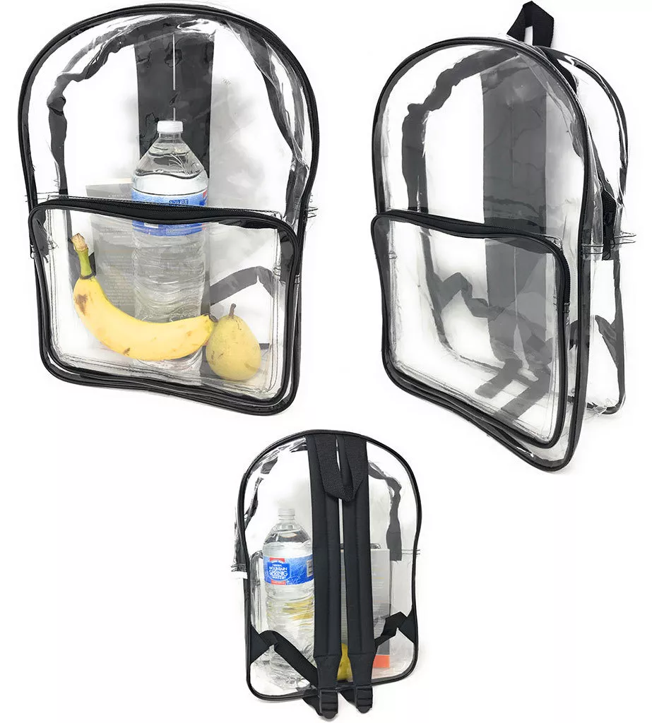 1 Dozen Clear Transparent Backpack Book Bag School Security Tsa