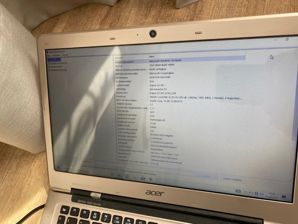 Acer S3 METALL UltraBook 13 Zoll l Windows 10 l 128GB SSHD l intel i3 Gebraucht - Bild 3 von 4