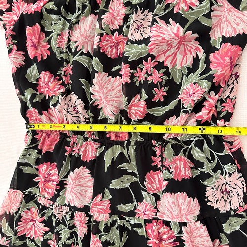 NWT Donna Morgan Floral Tier Dress Vela Black Pink Peony Ruffle Long Sleeve 8 - Picture 16 of 17