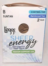 L'eggs Silken Mist Ultra Sheer Leg Control Top Tights, 2 Pairs Nude Size B