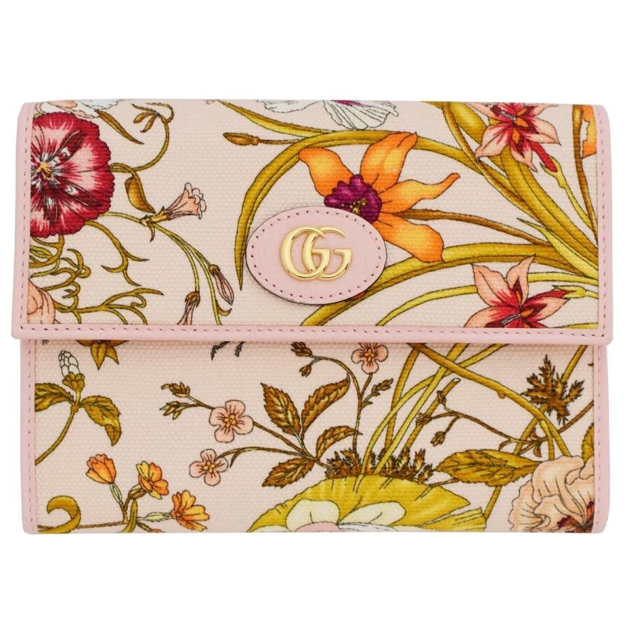 Étui à documents GUCCI Flora GG toile Marmont cuir rose clair avec boîte authentique