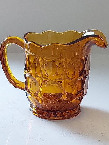 Sowerby Amber Glass Jug Pitcher Art Deco Heavy Chunky 6" - Picture 6 of 12