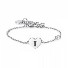 S'AGAPO CLICK BRACCIALE IN ACCIAIO DA DONNA CON CUORE LETTERA I  SCK126 (2052)