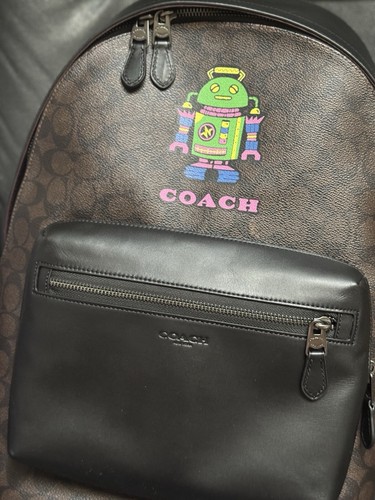 Mochila Coach Cosmic Coach West nueva con etiquetas en lona exclusiva con estampado de robot CW326 - Imagen 6 de 15