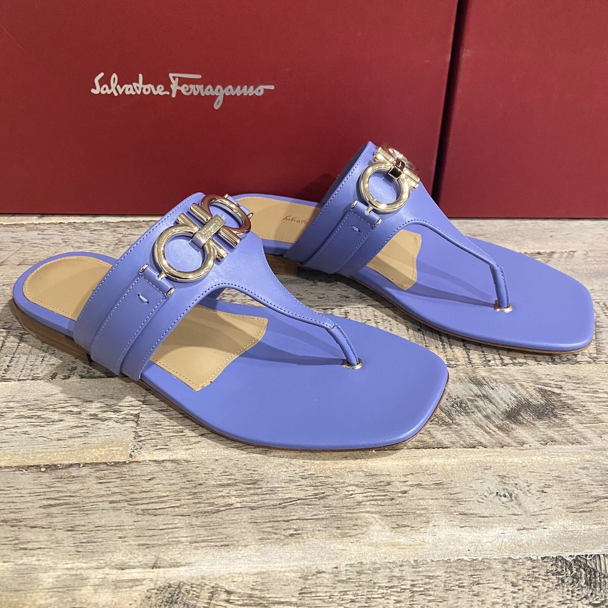 【SALVATORE FERRAGAMO】RIKIS SANDALS Salvatore Ferragamo Women's Size 6C Rikis Calfskin Gancini