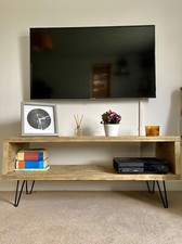 Reclaimed Scaffold Board TV Stand with Hairpin Legs