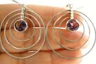 Circles Purple Amethyst Solitaire 925 Sterling Silver Dangle Chandelier Earrings