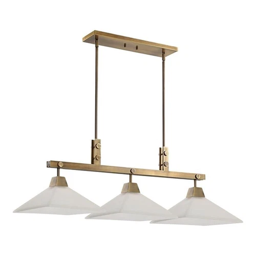 Uttermost Brookdale 3-Light Farmhouse Steel Metal Linear Chandelier in Brass - Picture 1 of 6