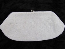 Vintage Walborg Belgium Ladies Beaded Clutch White Bag