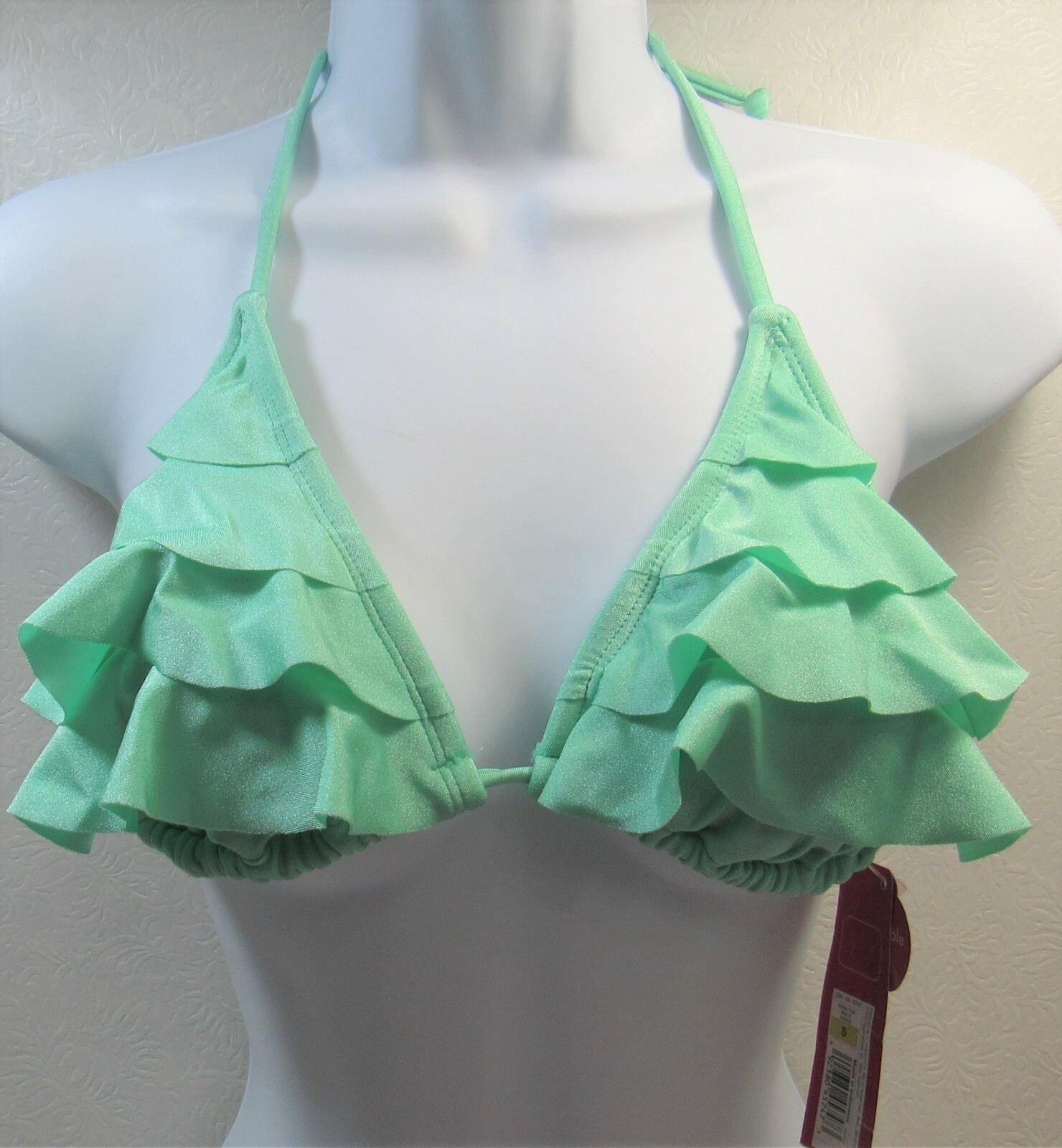 Swimsuit Xhilaration Bikini Top Women's Size Small  Ruffle Mint Green New-image