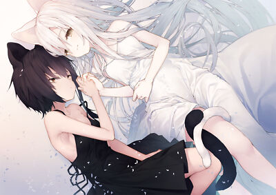 Anime Girls Two Women Original Characters White  Gaming Mat Desk 25548