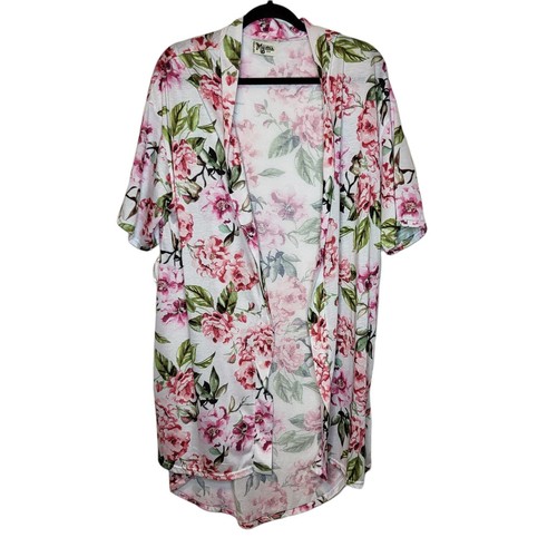 Show Me Your Mumu Pink floral Garden of Bloom one size robe with tie - Picture 3 of 7