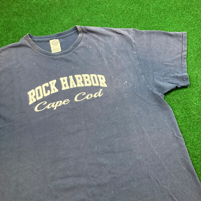Vintage Rock Harbor Cape Cod Shirt Mens XL Blue White Destination Promo Y2K Tee