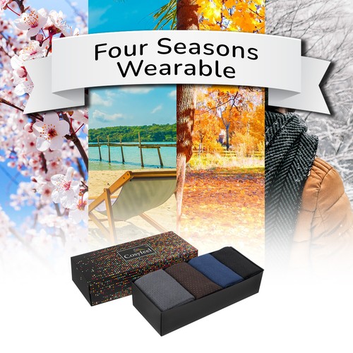 Cosyfeel® Men Dress Socks Bamboo Material (4-Pack) Soft 4 Seasons Seamless Toe - Picture 56 of 63