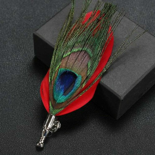 Brooch Pin Peacock Pheasant Feather Suit cape pin Lapel Wedding Party Hat Clip - Picture 11 of 13