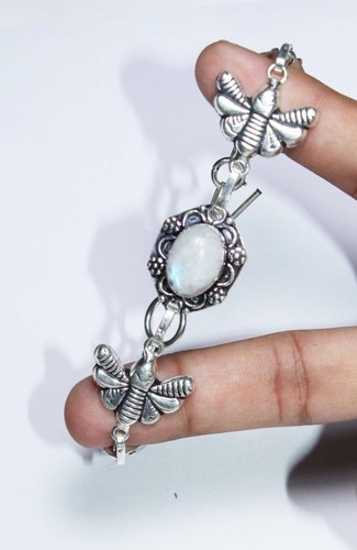 White Moonstone Gemstone Handmade Bracelet Jewelry Bracelet Size 7-8 Inches - Picture 3 of 5