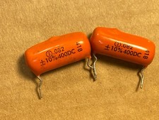 2 Vintage Sprague Orange Drop .082 uf 400v Capacitors 418P Guitar Amp Tone Caps