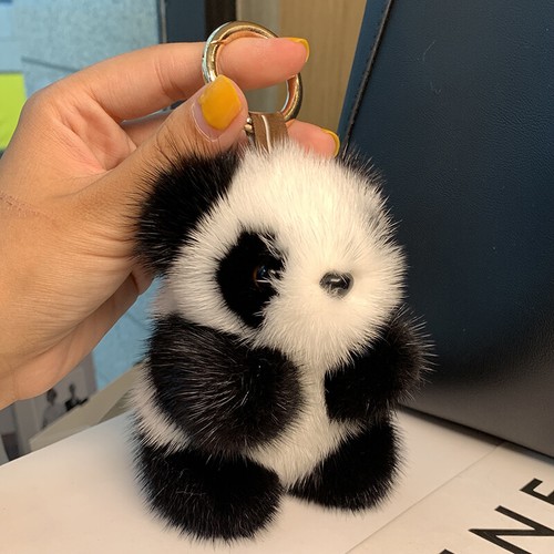 13 cm 5" Real Piel de visón Panda Oso Niños Juguete Llavero Bolso Dije Teléfono Colgante Regalo - Imagen 2 de 4