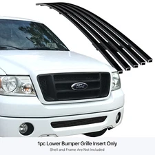 Fits 2006-2008 Ford F-150 Lower Bumper Stainless Black Billet Grille Insert