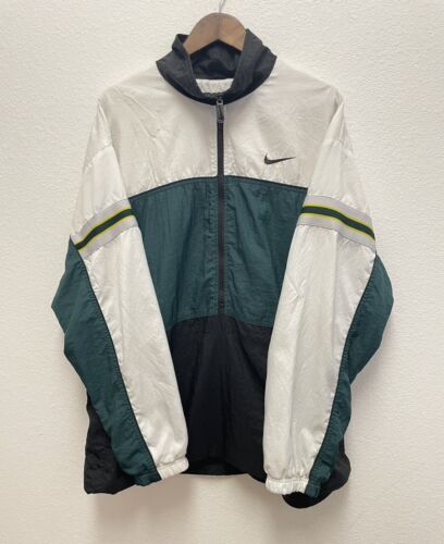 Vintage 90s Nike Multicolor Nylon Windbreaker Size XL Swoosh Zipper 3/4 Zip