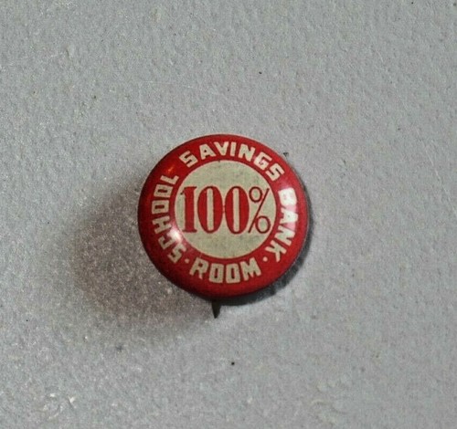 Publicidad Pinback Botón Banco de Ahorros Escolares Oak Park IL 100% Rojo 7063 - Imagen 1 de 3