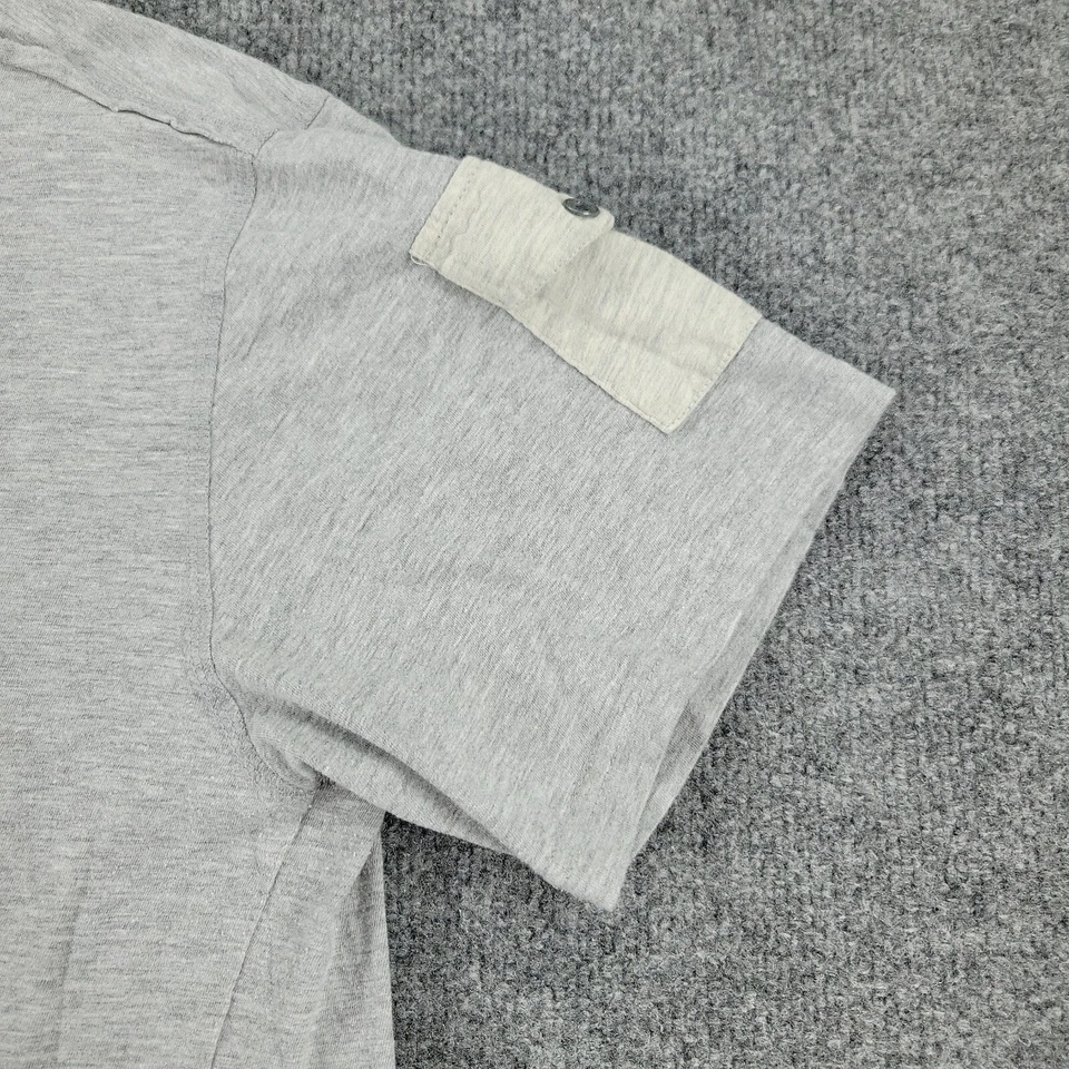 Camisa Ditch Plains Hombres XL Gris Henley Cuello en V Manga Corta Botones Pullover Adulto Foto 4 de 4