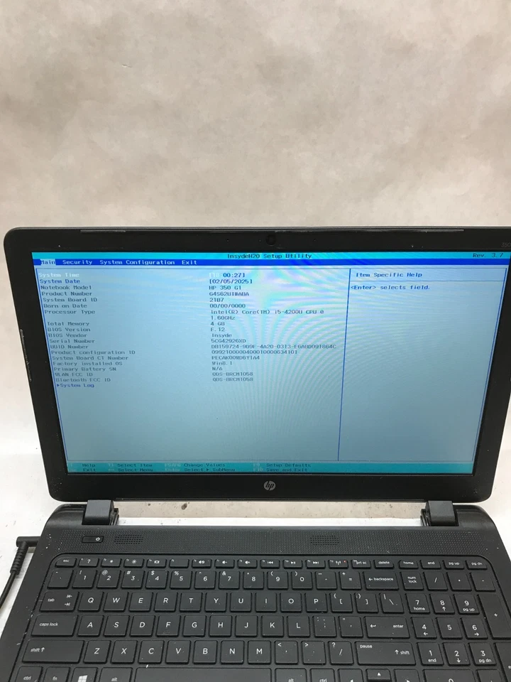 HP 350 G1 15" Laptop Intel Core i5-4200U 1.6GHz 4GB RAM NO HDD NO OS NO BATT -DW - Image 2 of 4