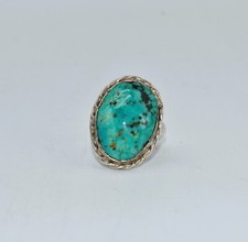 Natural Turquoise Sterling Silver Southwestern Ring Size 5-1/4