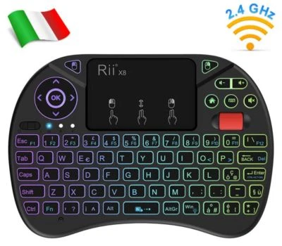 Rii Mini X8 Wireless (layout ITALIANO) - Mini tastiera retroilluminata con mouse