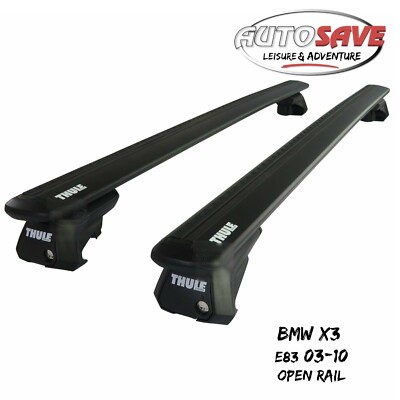 THULE - WingBar EVO Black Roof Bars to fit BMW X3 E83 (2003-10) with Open Rails