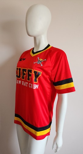 One Piece Adults Luffy Straw Hat Crew Red Short Sleeve Sports Jersey Size XXS - Picture 6 of 9