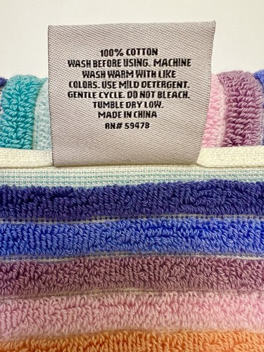 8pc Rachel Zoe RAINBOW STRIPES 2 Bath 2 Hand 4 Washcloth Towel Set 100% Cotton - Picture 9 of 10