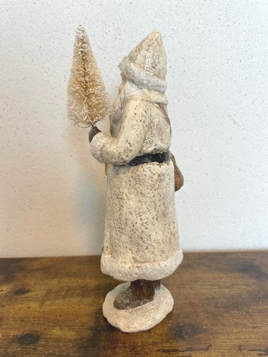 IVORY Belsnickle Santa, bottle brush ivory tree, 8.5"Tall, Raz Imports, NWT - Picture 4 of 4