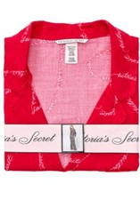 Victoria's Secret Cotton Flannel Pajama Set Red Script Logo -Regular L