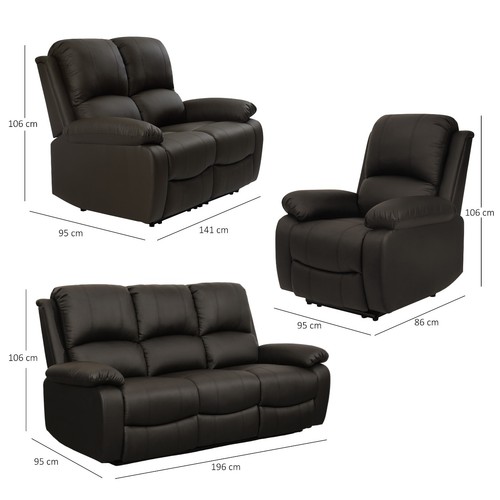 Reclining Luxury Leather Sofa Set In A Choice of Colours- 3+2+1 Suite - Picture 28 of 36