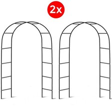 Garden Arch 2.4M Plant Climbing Trellis Metal Archway Arbour Frame Tubular X 2