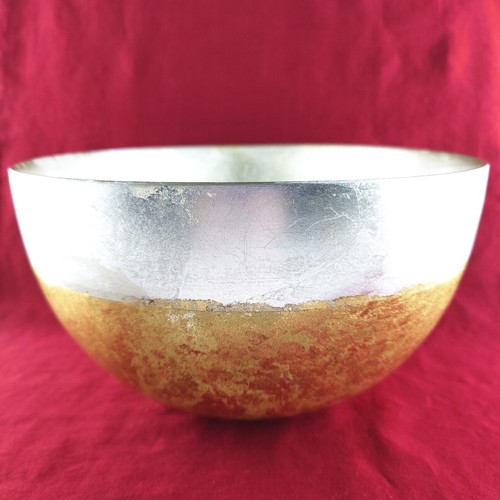 Cuenco de vidrio hoja dorada y plateada - 10" - Decoración navideña italiana - Hecho en Italia - Imagen 2 de 5