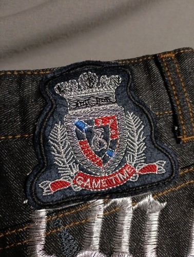 Game Time Baggy Jeans Men's 31x30 Gold Buttons Big Embroidery Wings EUC 👌 - Picture 4 of 11