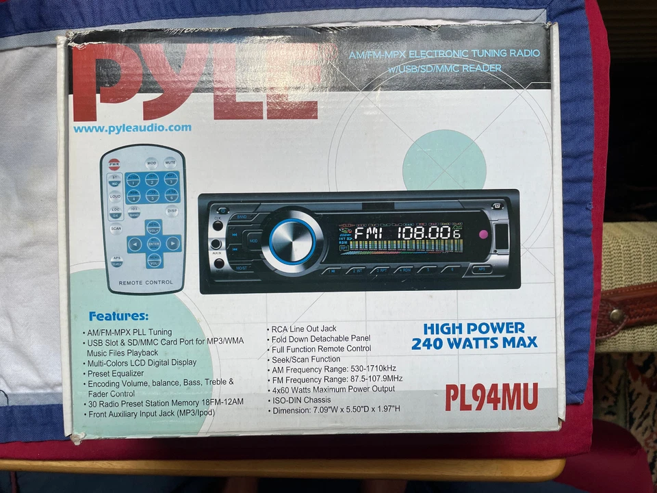 PYLE AM/FM-MPX Radio w/ Electronic Tuning and Remote Control, NOS - Image 3 of 4