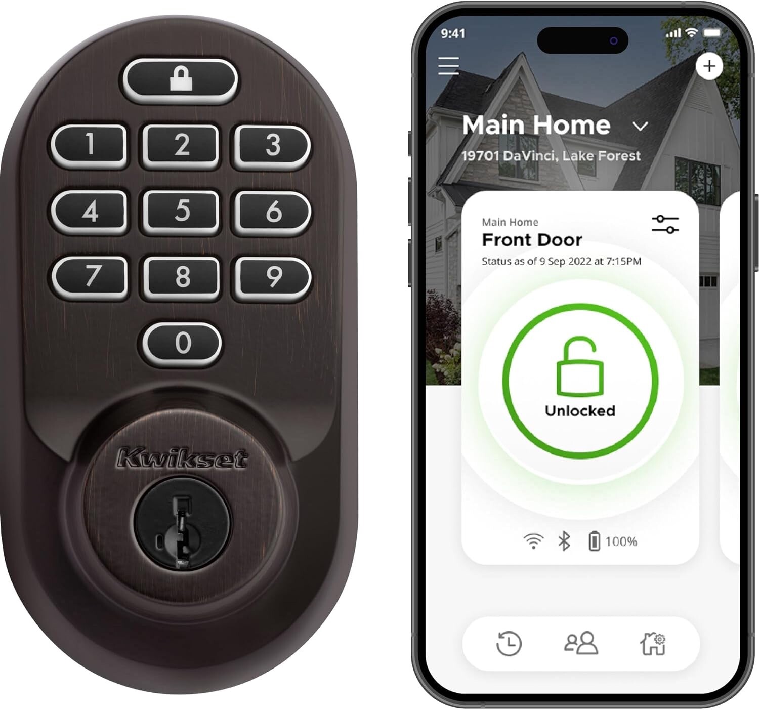 Kwikset Halo Wi-Fi Smart Lock with Auto-Unlock in Bronze, Keyless Deadbolt-image