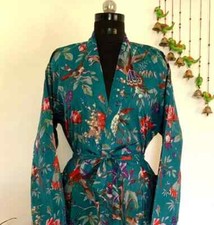 Türkisblau Unisex 100 % Baumwolle Kimono, Nachtwäsche, Make-up Morgenmantel, ...