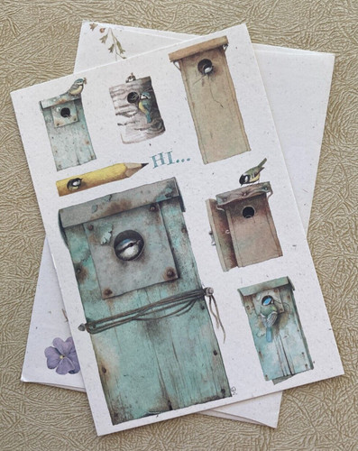 Marjolein Bastin Birdhouses Hope Everything is Going Well Greeting Card Vintage