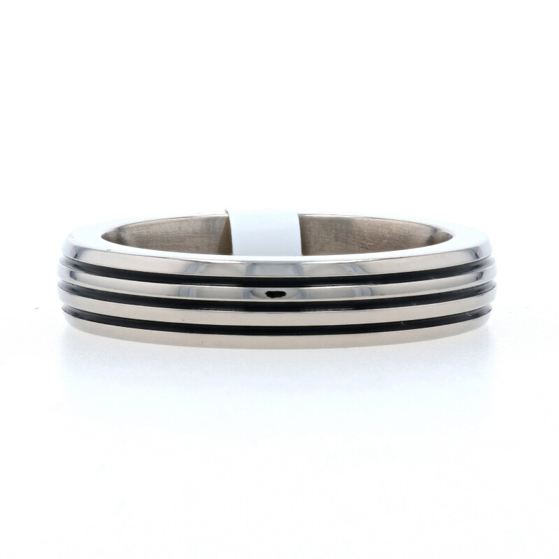 NEW Men's Ribbed Wedding Band - Titanium Ring Size 10 Mon Cheri Polished