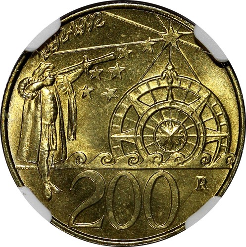 San Marino 1992 R 200 Lire Discovery of America NGC MS66 TOP GRADED KM# 285 (39) - Picture 4 of 4