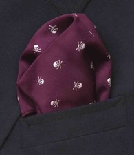 Gascoigne Skull Crossbones Pocket Square Purple White Men's